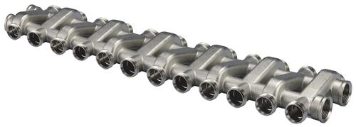 Collecteur coplanaire monobloc pour radiateur, 12+12 départs 3/4'' EK (20/27), femelle 1'' (26/34) - Somatherm